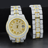 Oyster Crystal Stones Watch Set