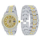 Oyster Crystal Stones Watch Set