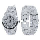 Oyster Crystal Stones Watch Set