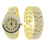 Oyster Crystal Stones Watch Set