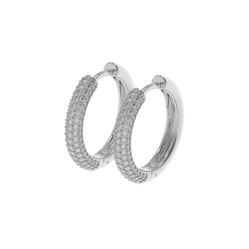 Micro pave sales diamond hoop earrings